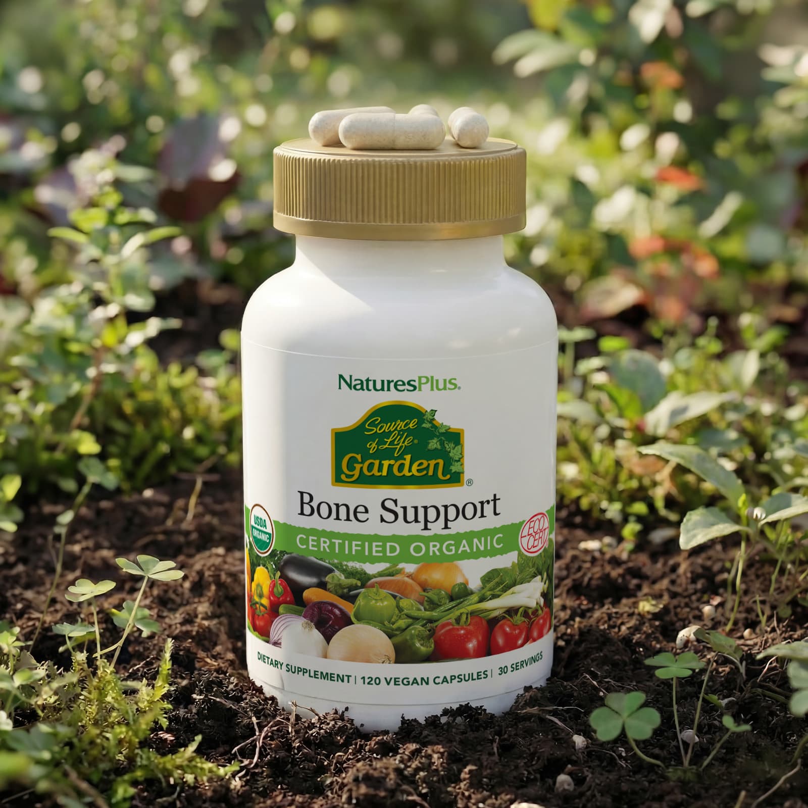 Комплекс для поддержки костей NaturesPlus Source of Life® Garden, 120 растительных капсул — фото 7