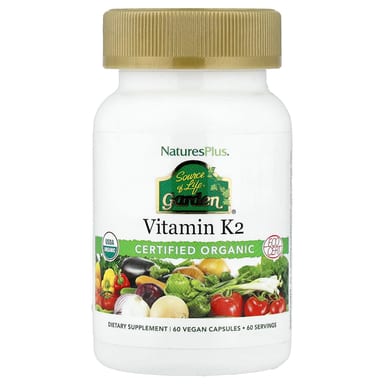 Витамин K2 NaturesPlus, 60 веганских капсул