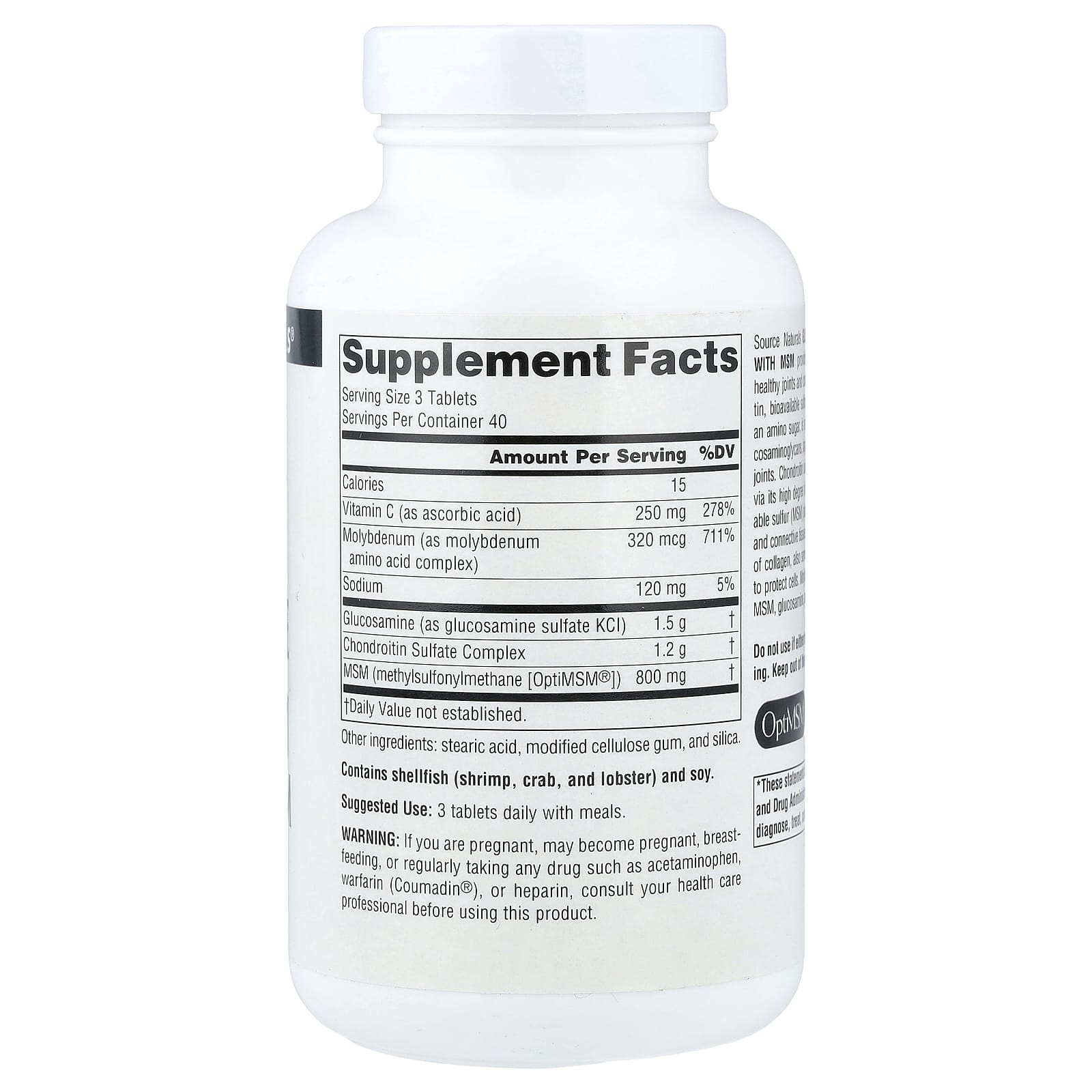 Хондроитин Source Naturals Glucosamine Complex With MSM, 120 таблеток — фото 2
