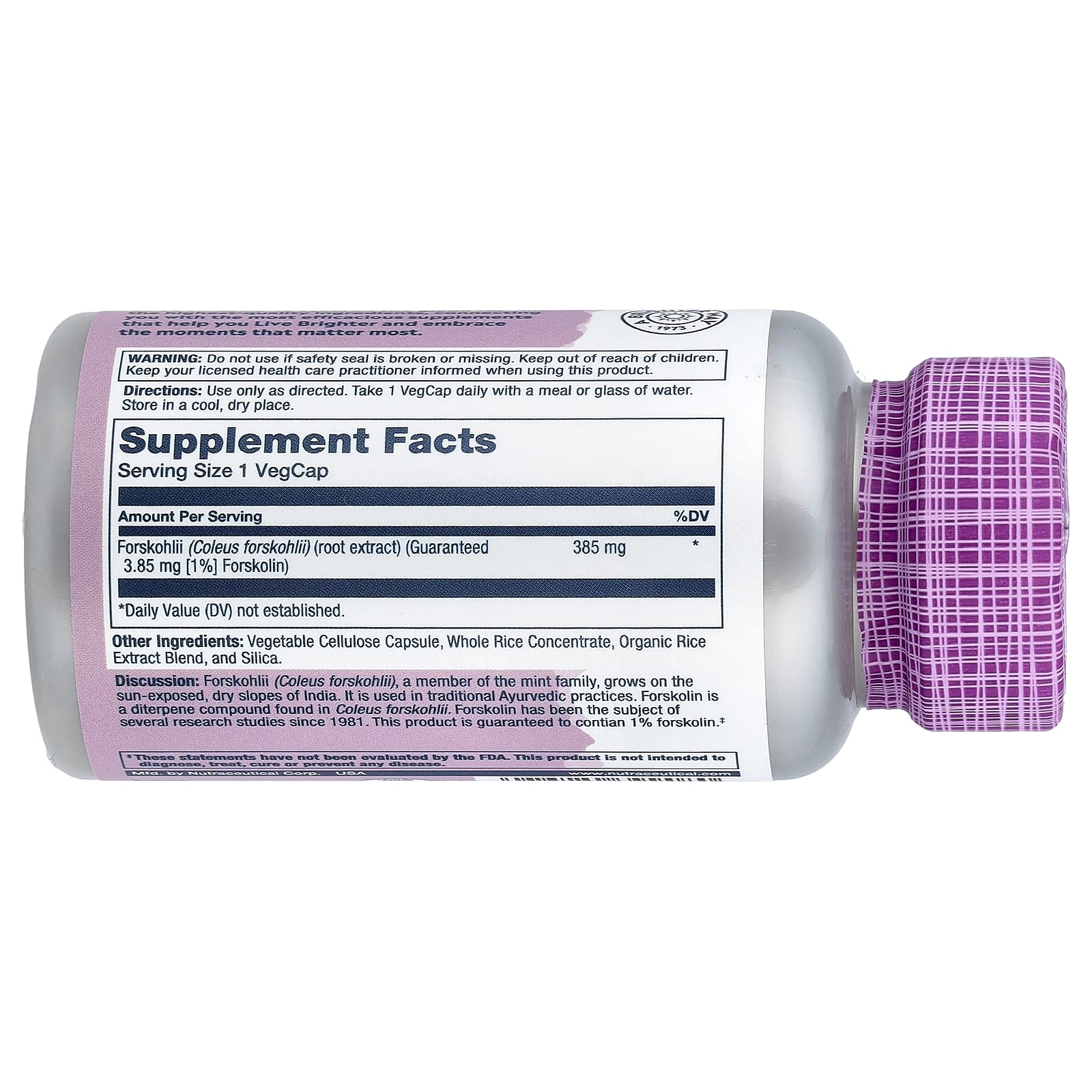 Колеус форсколии Solaray Vital Extracts, 385 мг, 60 растительных капсул — фото 2