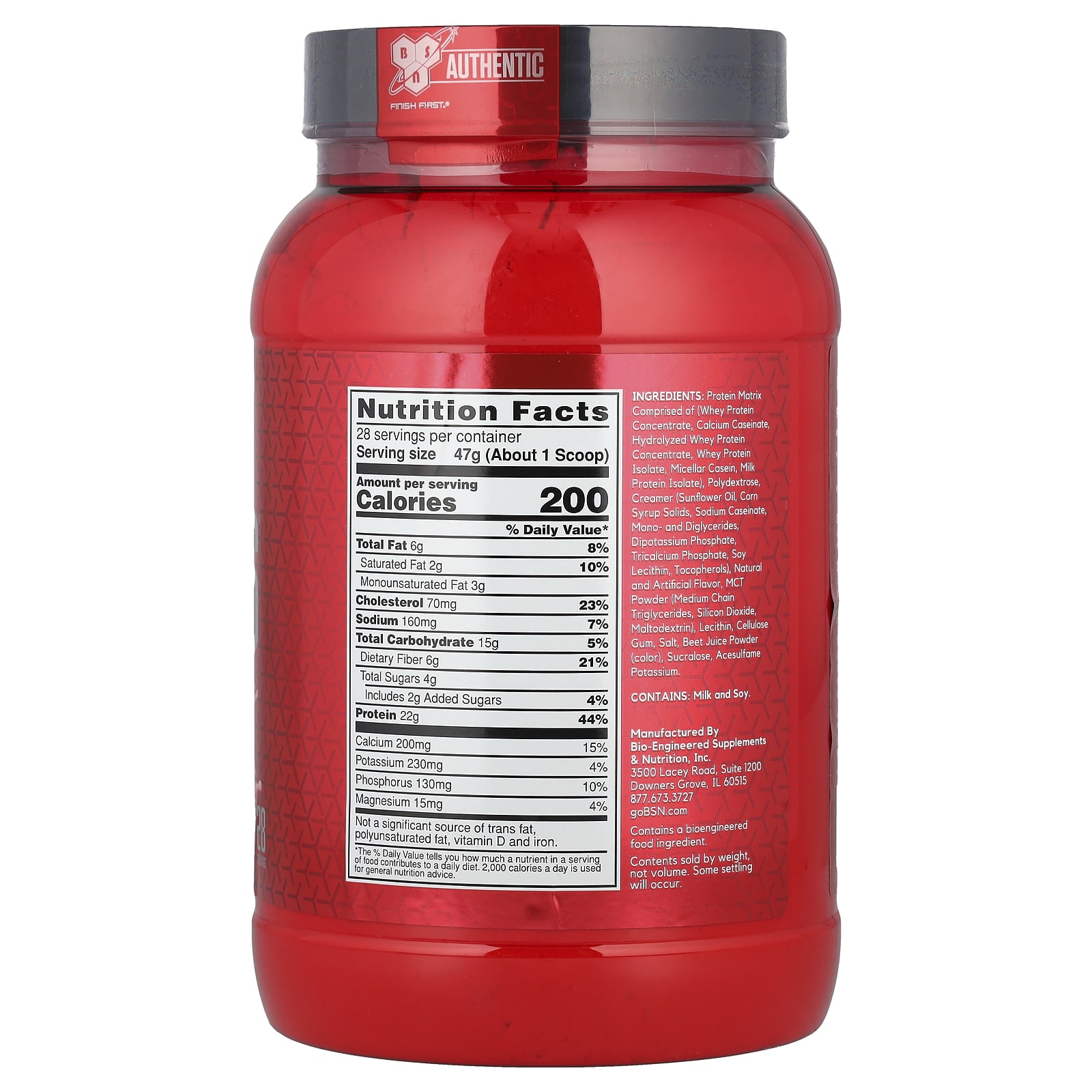 Протеиновый порошок BSN Syntha-6® Ultra Premium Protein Matrix Strawberry Milkshake, 1.32 кг — фото 2