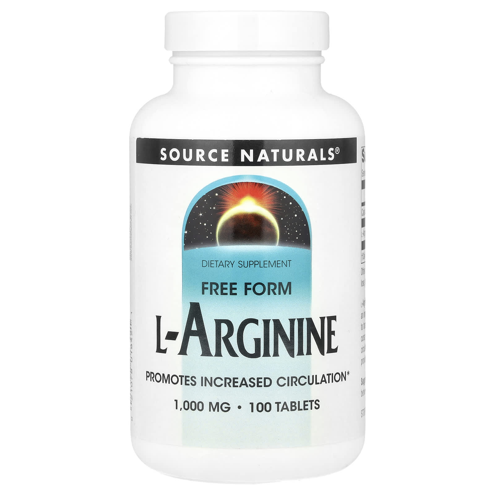 L-аргинин Source Naturals L-Arginine Free Form, 1000 мг, 100 таблеток