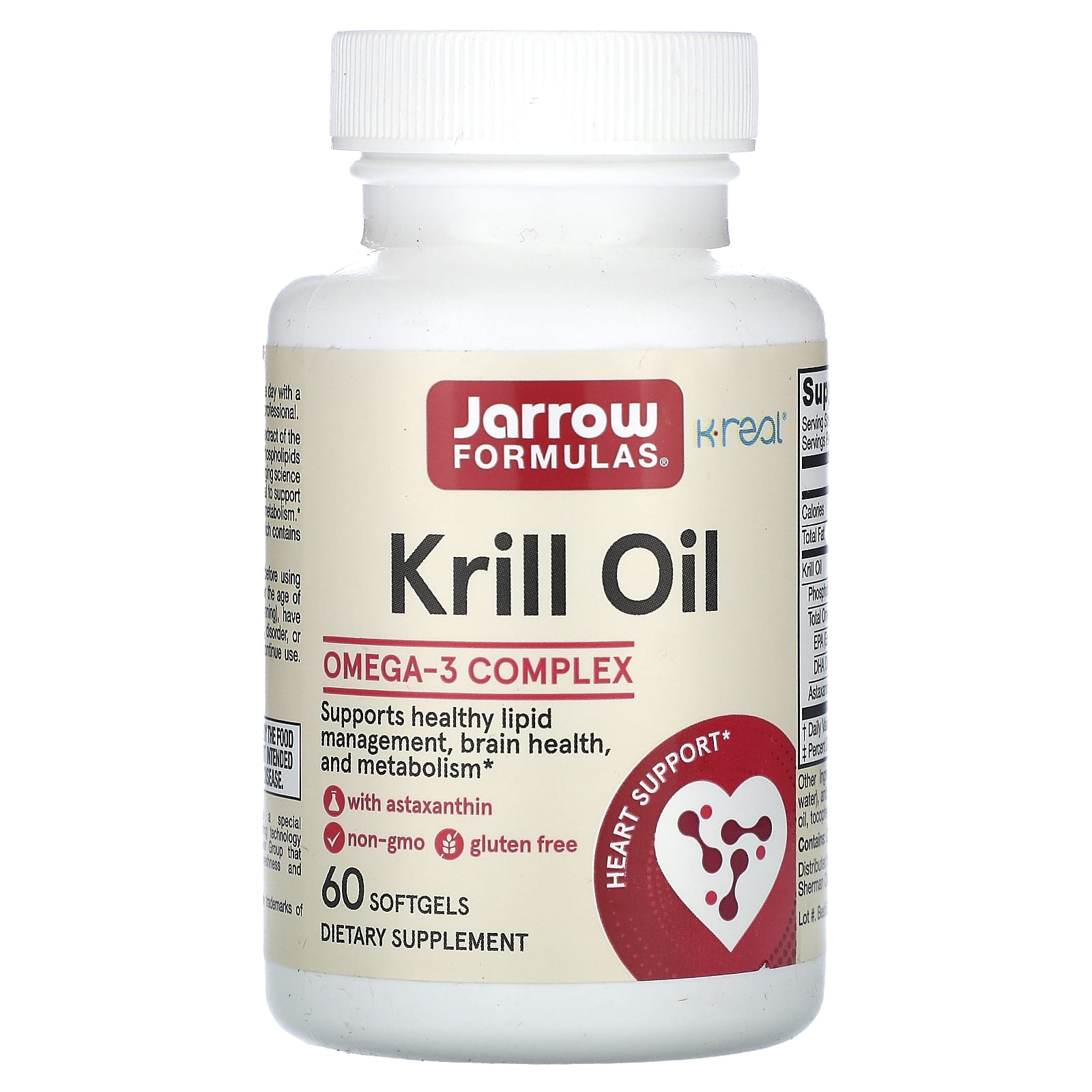 Масло криля Jarrow Formulas, 60 мягких капсул