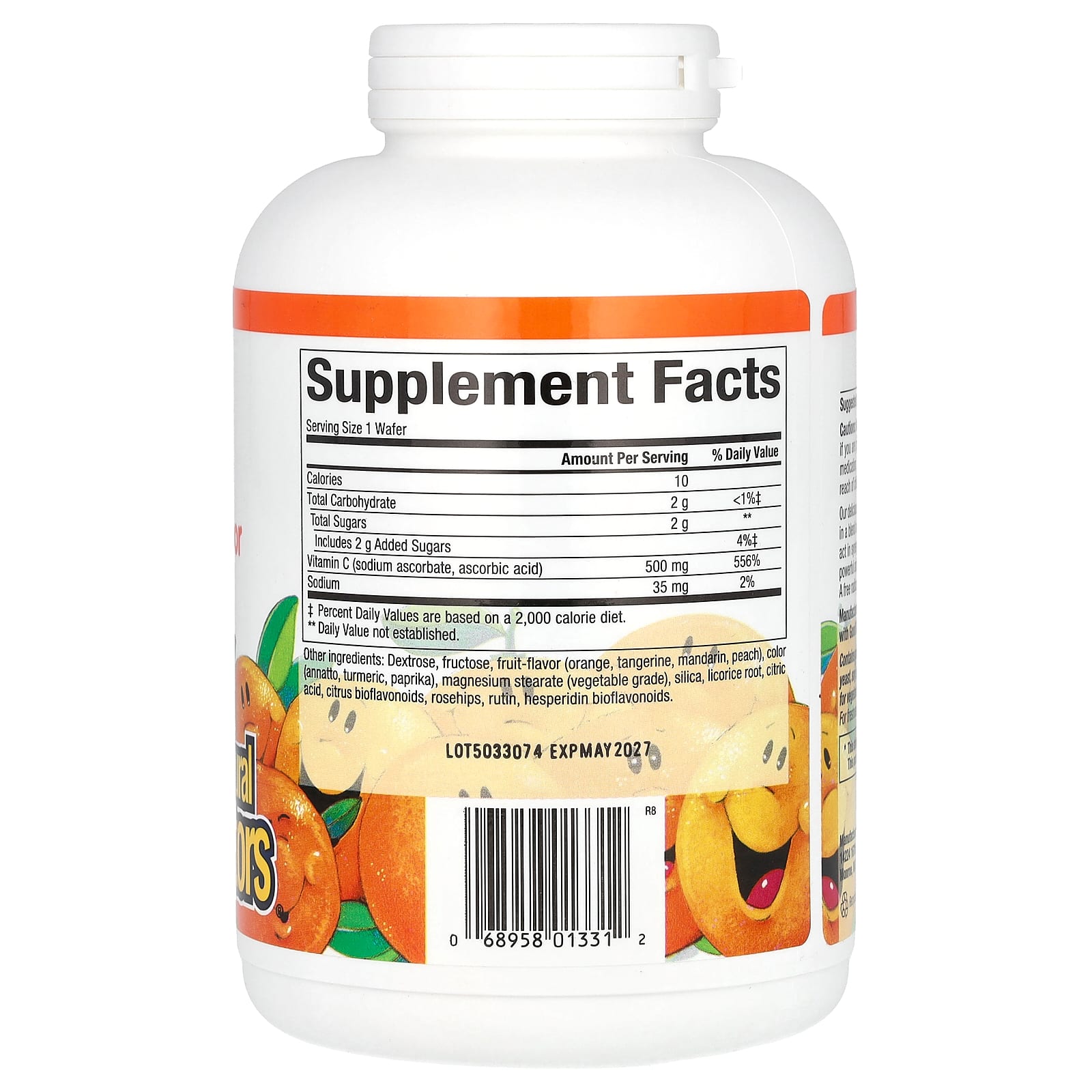 Витамин C Natural Factors Fruit-Flavor Chew Tangy Orange, оттенок 180 Chewable Wafers, 500 мг, жевательные добавки — фото 2