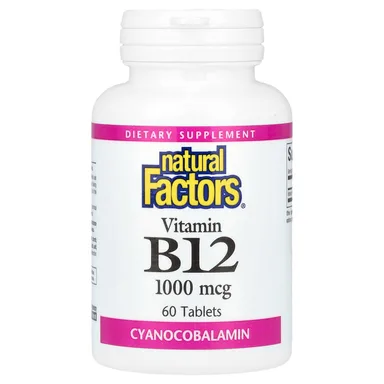 Фото товара: Витамин B12 Natural Factors, 1000 мкг, 60 таблеток