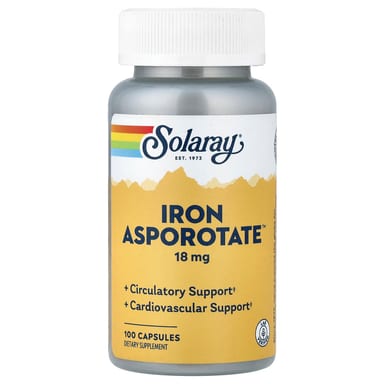 Железо Solaray Asporotate, 18 мг, 100 капсул