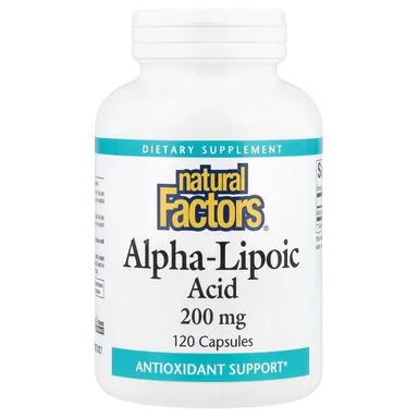 Фото товара: Альфа-липоевая кислота Natural Factors Alpha-Lipoic Acid, 200 мг, 120 капсул