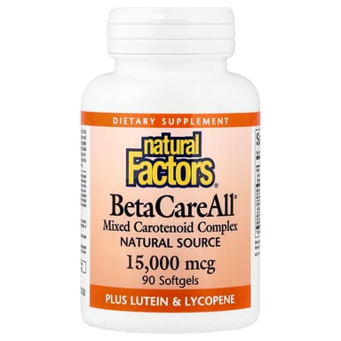 Комплекс BetaCareAll Natural Factors®, 15000 мкг, 90 мягких капсул