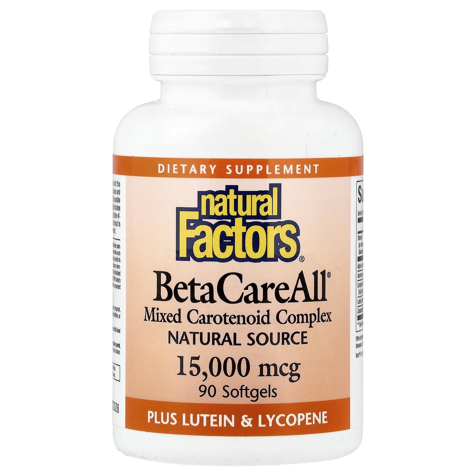 Комплекс BetaCareAll Natural Factors®, 15000 мкг, 90 мягких капсул