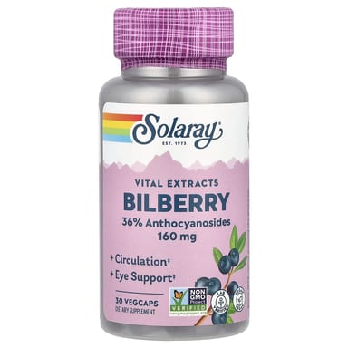Черника Solaray, вкус Vital Extracts Bilberry, 30 растительных капсул