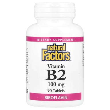 Витамин B2 Natural Factors, оттенок Riboflavin, 100 мг, 90 таблеток