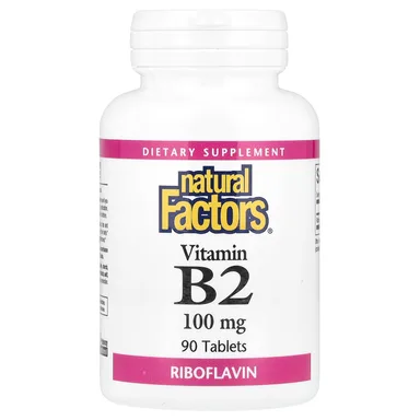 Фото товара: Витамин B2 Natural Factors, Riboflavin, 100 мг, 90 таблеток