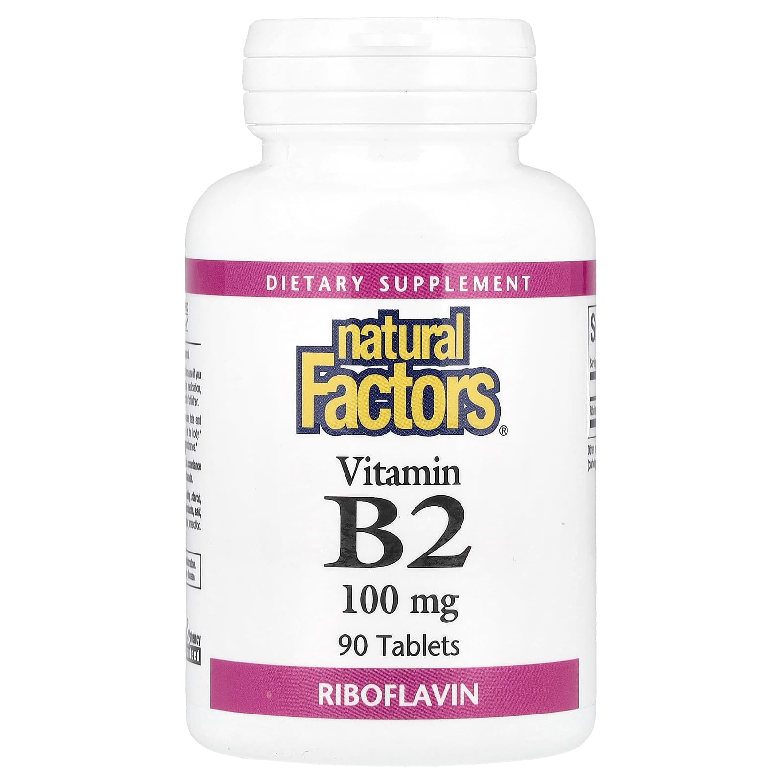 Витамин B2 Natural Factors, оттенок Riboflavin, 100 мг, 90 таблеток
