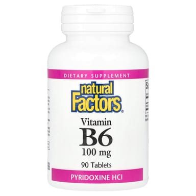 Витамин B6 Natural Factors, 100 мг, 90 таблеток
