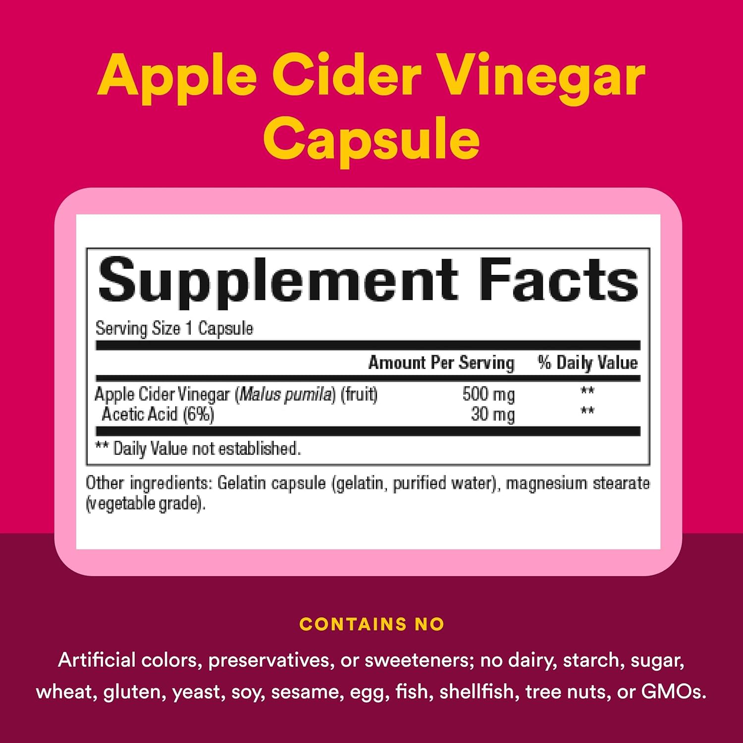 Яблочный уксус Natural Factors 180 Easy to Swallow Capsules, вкус Fermented Apple Cider Vinegar, 500 мг, капсулы — фото 3