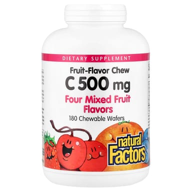 Витамин C Natural Factors Fruit-Flavor Chew Four Mixed Fruit, 500 мг, жевательные добавки