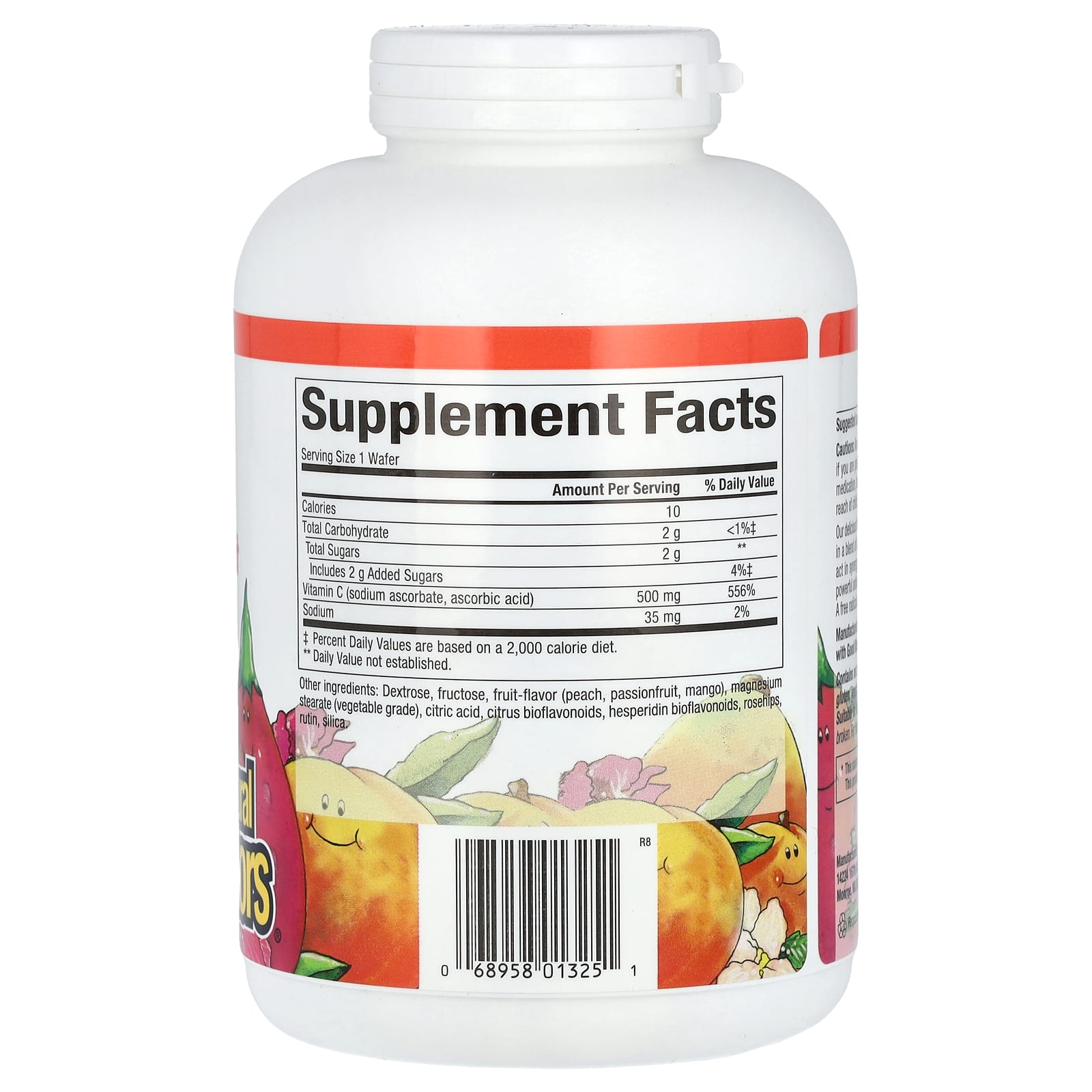 Витамин C Natural Factors Fruit-Flavor Chew Peach Passionfruit and Mango, оттенок 180 Chewable Wafers, 500 мг, жевательные добавки — фото 2