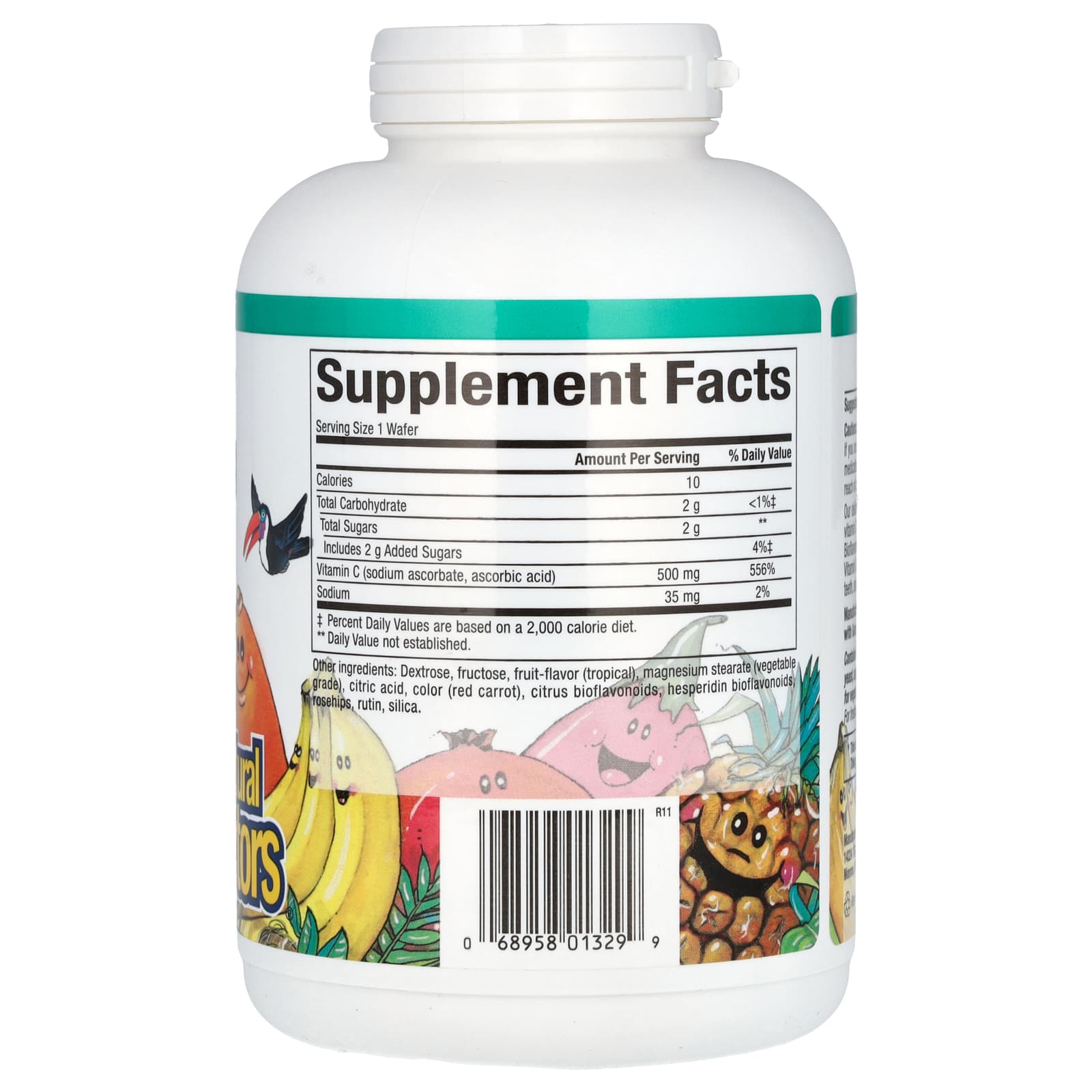 Витамин C Natural Factors Fruit-Flavor Chew Tropical, оттенок 180 Chewable Wafers, 500 мг, жевательные добавки — фото 2