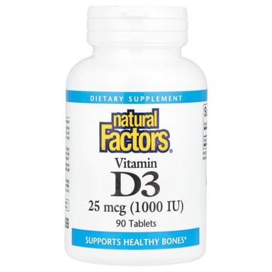Витамин D3 Natural Factors, 25 мкг (1000 МЕ), 90 таблеток