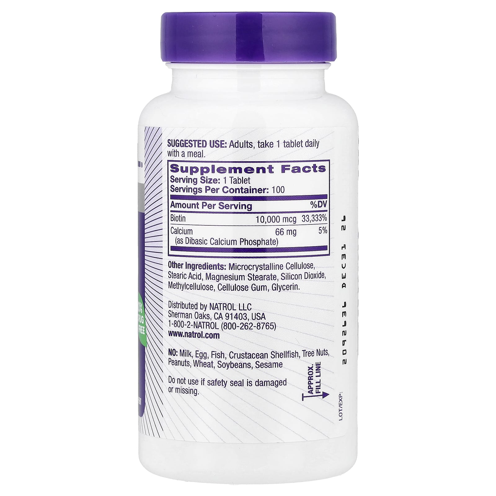 Биотин Natrol, 100 таблеток — фото 2