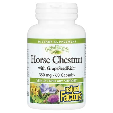 Конский каштан Natural Factors HerbalFactors with GrapeSeedRich, 350 мг, 60 капсул
