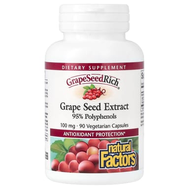 Экстракт виноградных косточек Natural Factors GrapeSeedRich, 100 мг, 90 растительных капсул