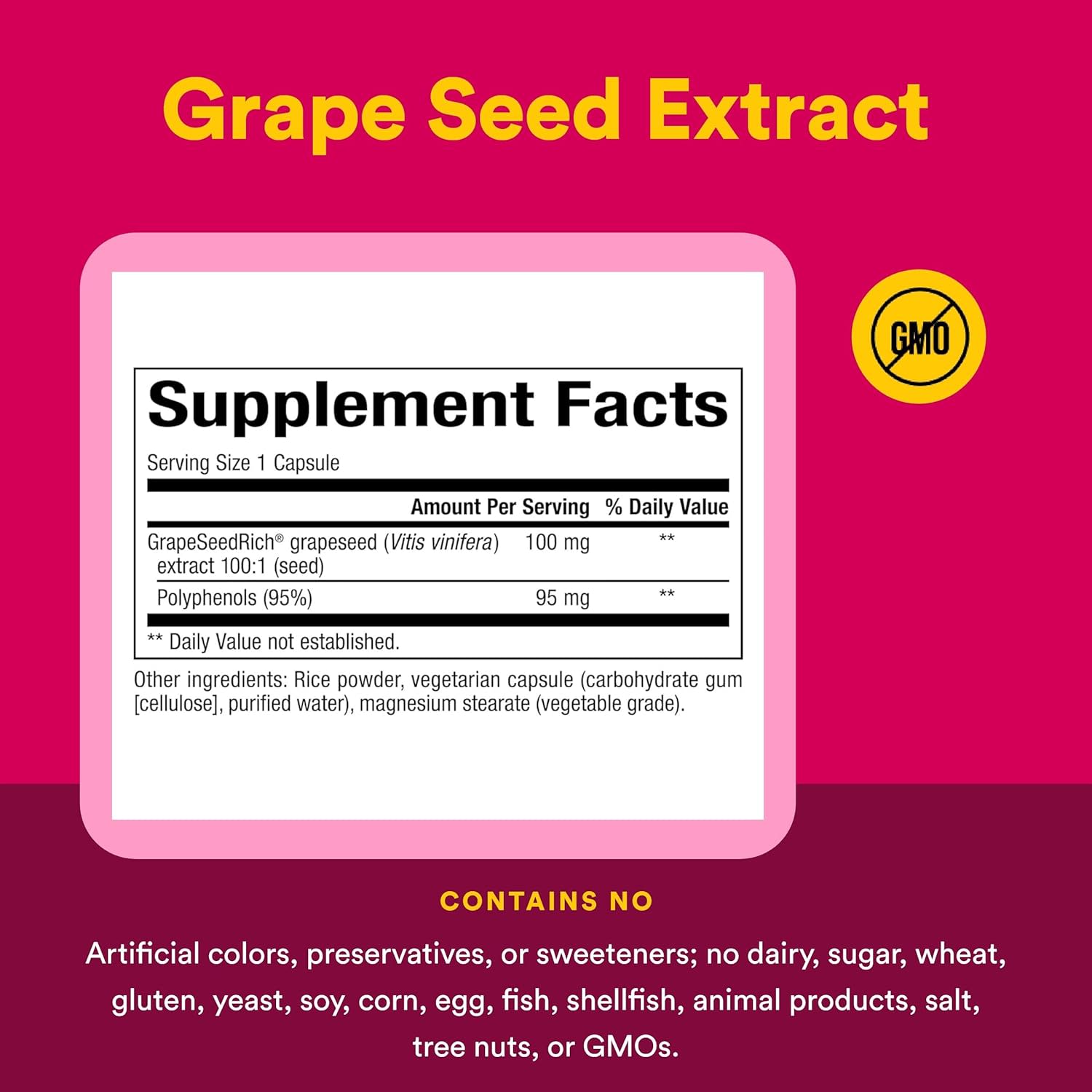 Экстракт виноградных косточек Natural Factors GrapeSeedRich, 100 мг, 90 растительных капсул — фото 3