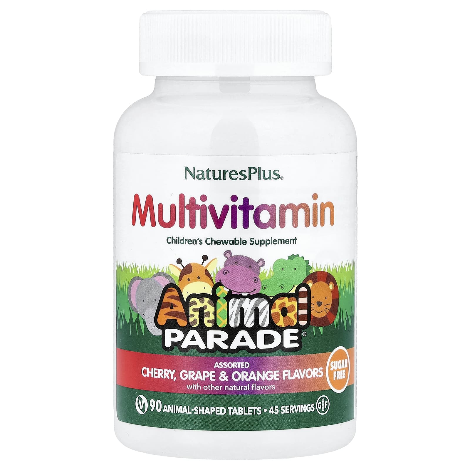 Детские жевательные мультивитамины NaturesPlus Animal Parade Cherry Grape & Orange, 90 жевательных таблеток в форме животных — фото 4