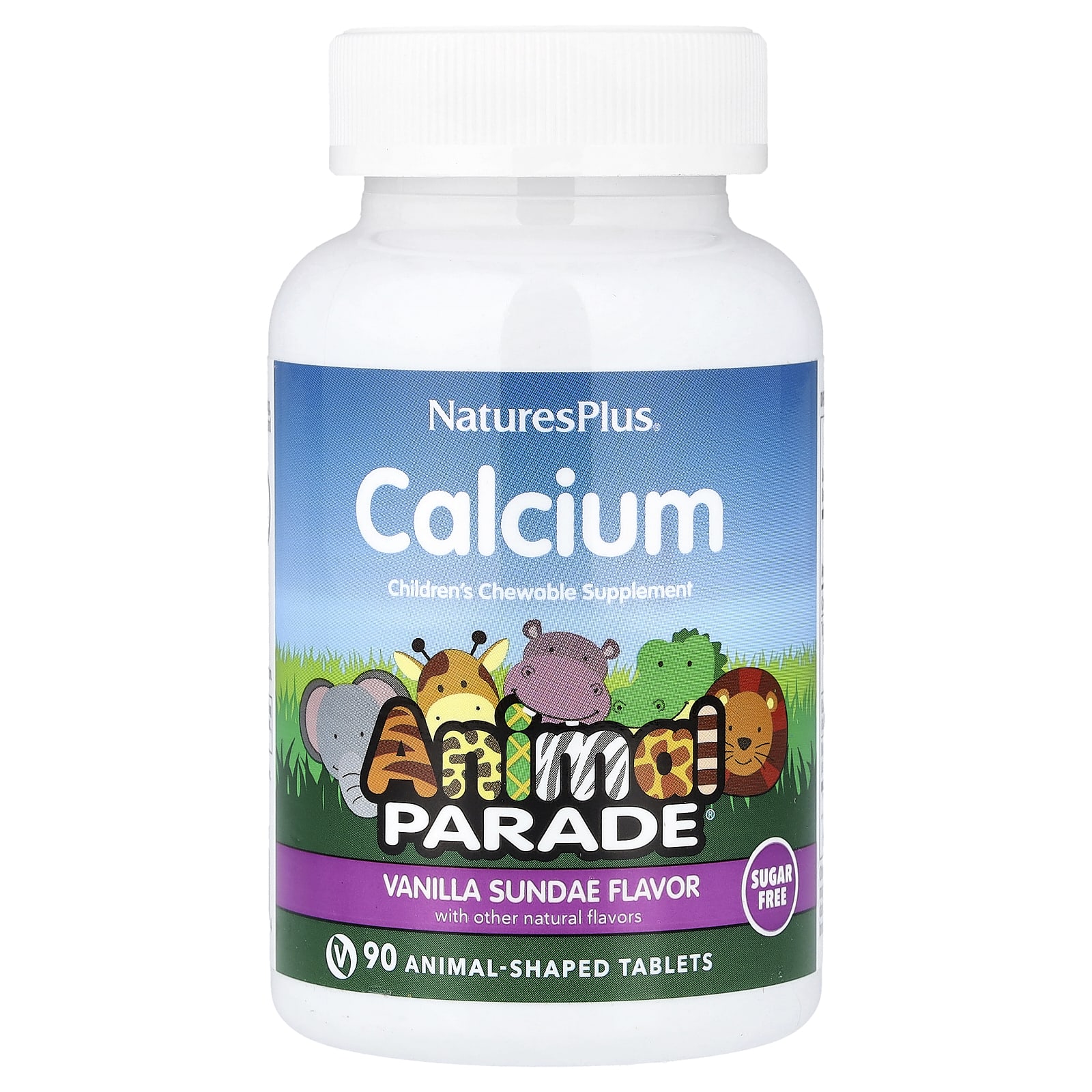 Детский жевательный кальций NaturesPlus Animal Parade®, вкус Vanilla Sundae, 90 жевательных таблеток в форме животных