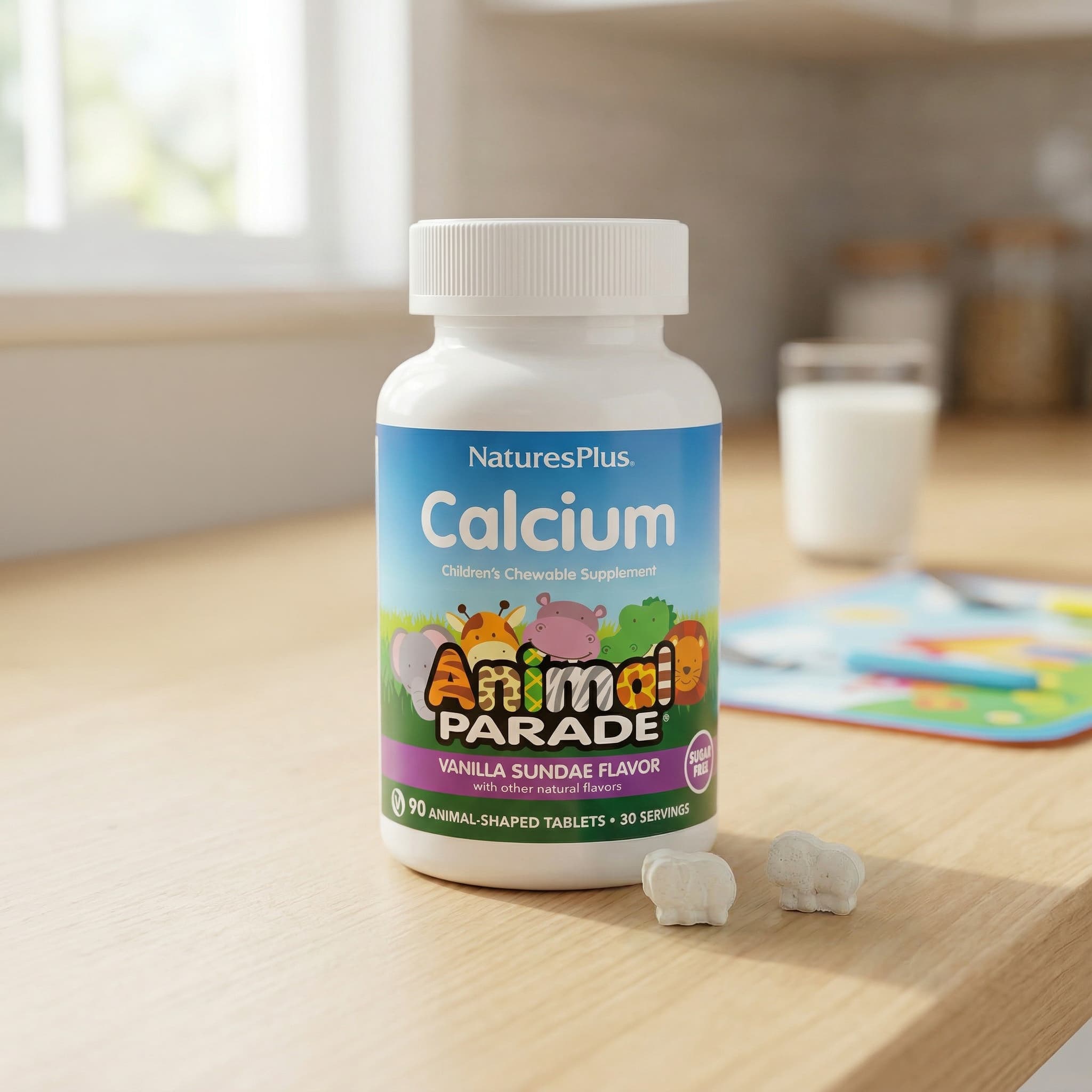Детский жевательный кальций NaturesPlus Animal Parade®, вкус Vanilla Sundae, 90 жевательных таблеток в форме животных — фото 5