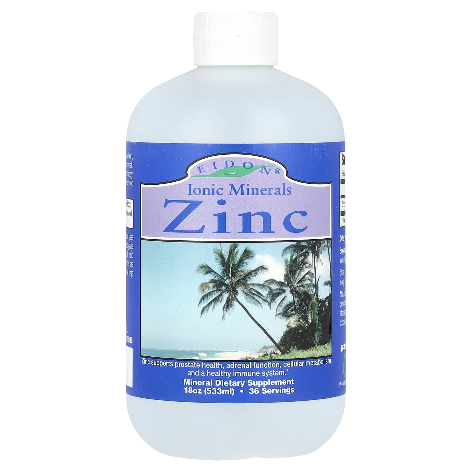 Цинк Eidon Ionic Minerals, 7.5 мг, 533 мл, 18 унций