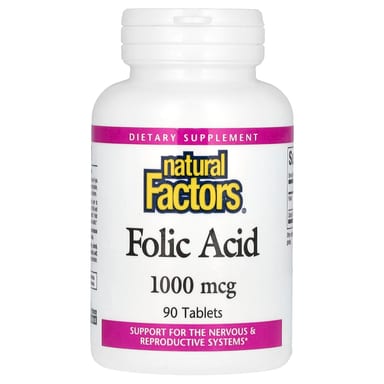 Фолиевая кислота Natural Factors, 1000 мкг, 90 таблеток