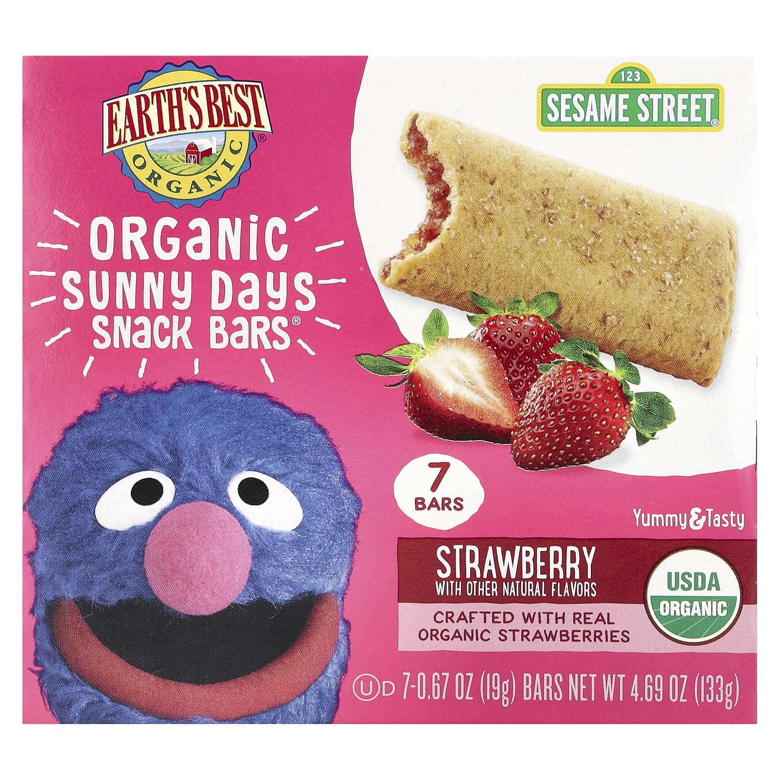 Снек Earth's Best Organic Sunny Days Bars® For Years and Up, вкус Strawberry, для детей от 2 лет, 19 г, 7 шт., батончик — фото 2