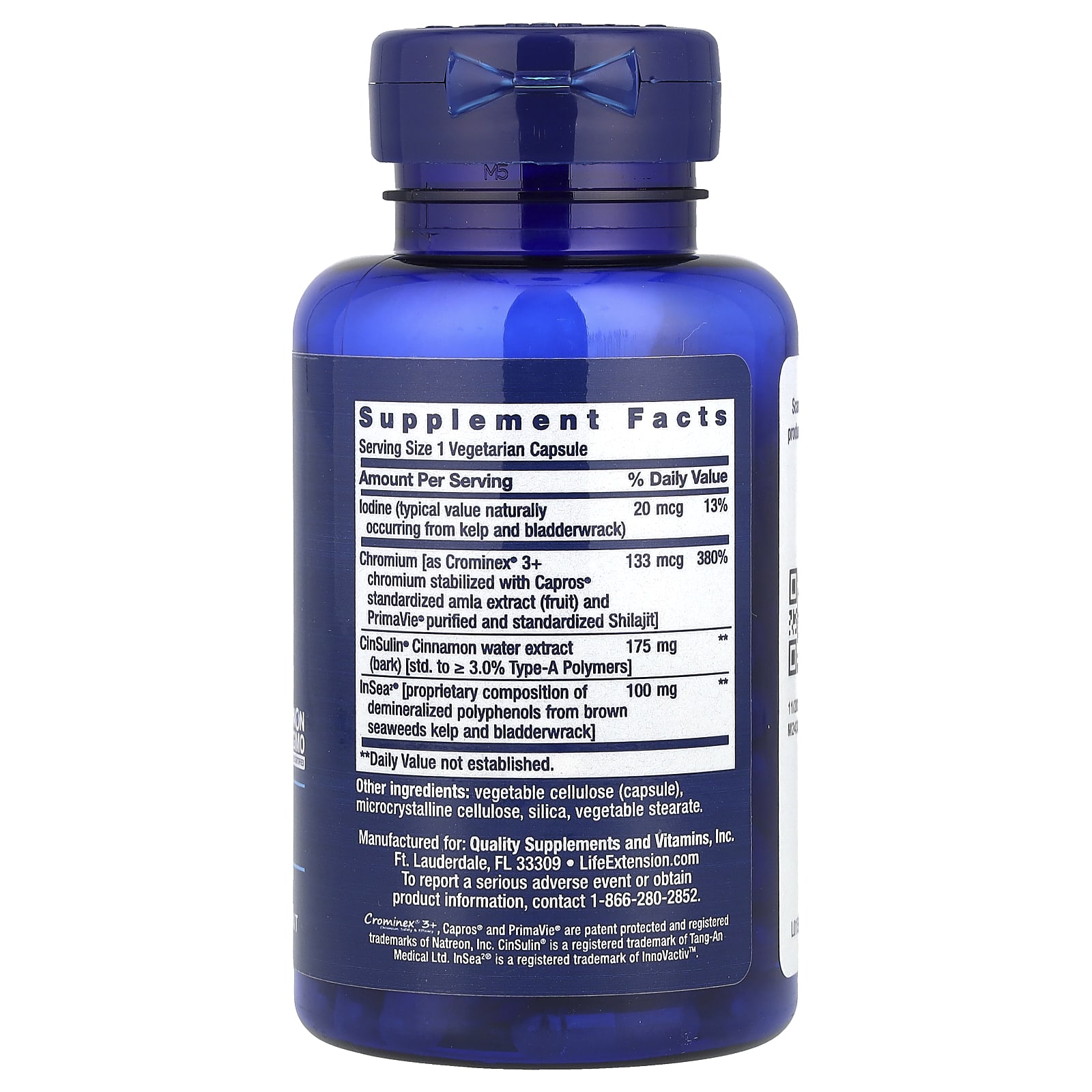 Комплекс CinSulin Life Extension® with InSea®2 and Crominex® 3+, 90 растительных капсул — фото 2