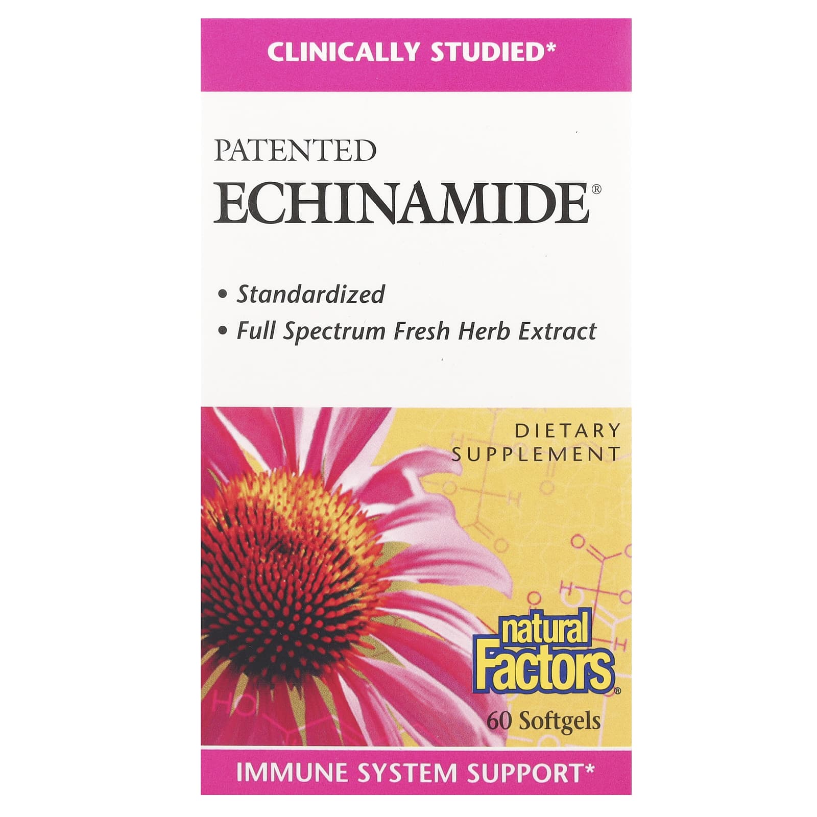 Эхинацея Echinamide Natural Factors Patented®, 60 мягких капсул — фото 2