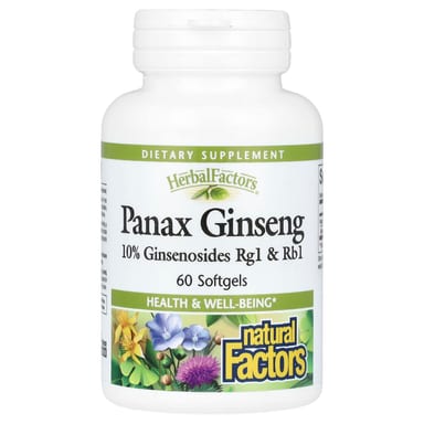 Женьшень Natural Factors HerbalFactors Panax, 100 мг, 60 мягких капсул