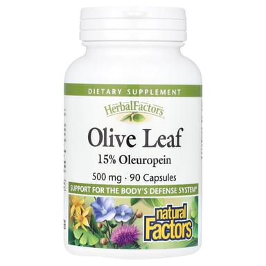 Экстракт листьев оливы Natural Factors HerbalFactors®, 500 мг, 90 капсул