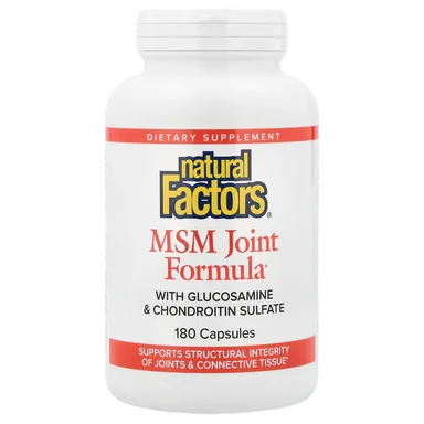 Фото товара: Хондроитин сульфат Natural Factors MSM Joint Formula with Glucosamine &, 180 капсул