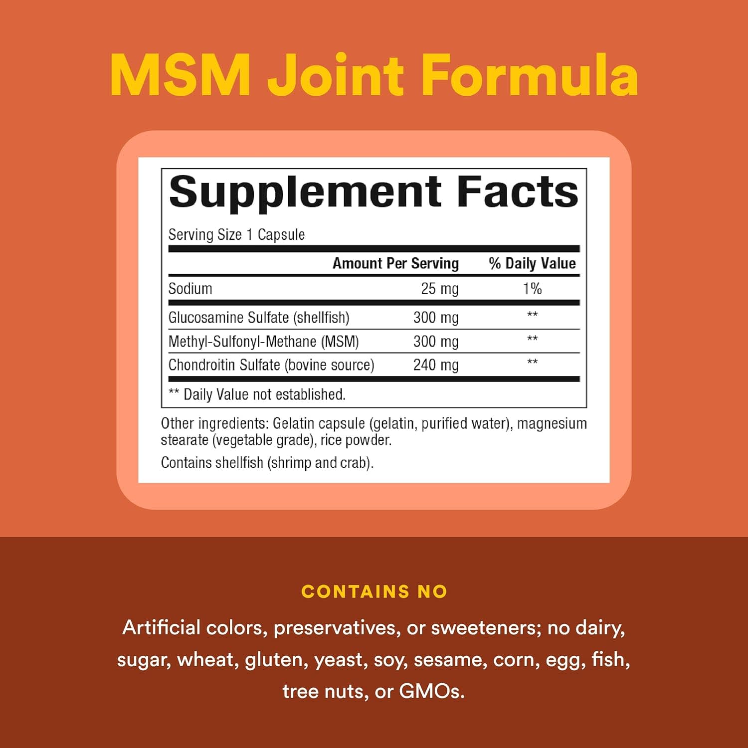 Хондроитин сульфат Natural Factors MSM Joint Formula with Glucosamine &, 180 капсул — фото 3