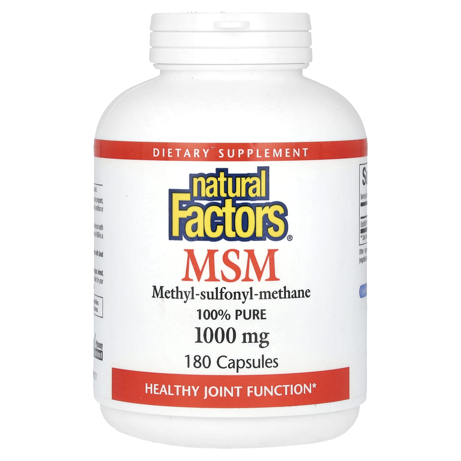 МСМ Natural Factors Methyl-Sulfonyl-Methane, 1000 мг, 180 капсул