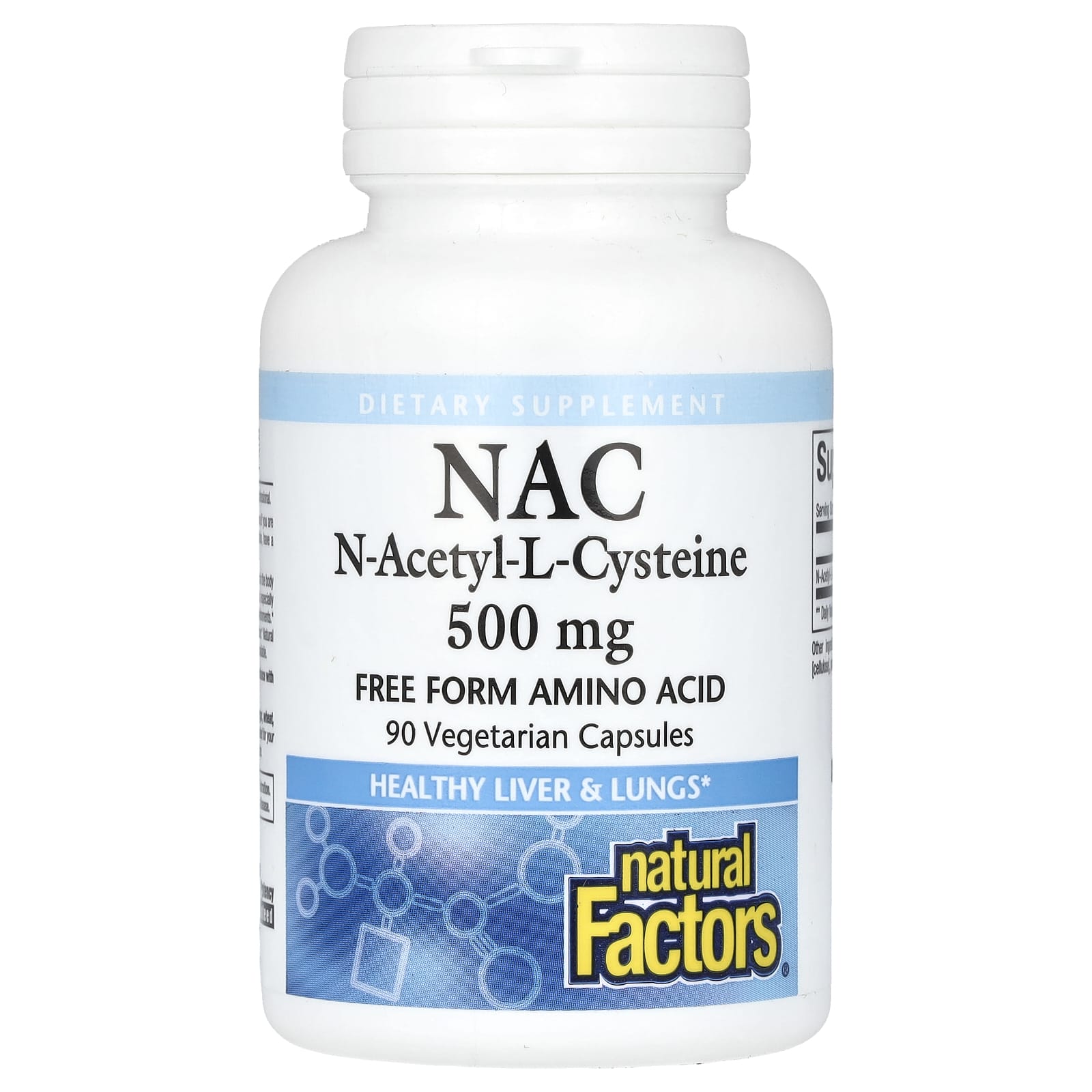 NAC Natural Factors N-Acetyl-L Cysteine 90, 500 мг, 90 растительных капсул