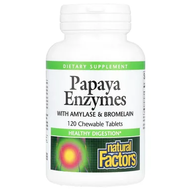 Фото товара: Бромелайн Natural Factors Papaya Enzymes with Amylase &, 120 жевательных таблеток