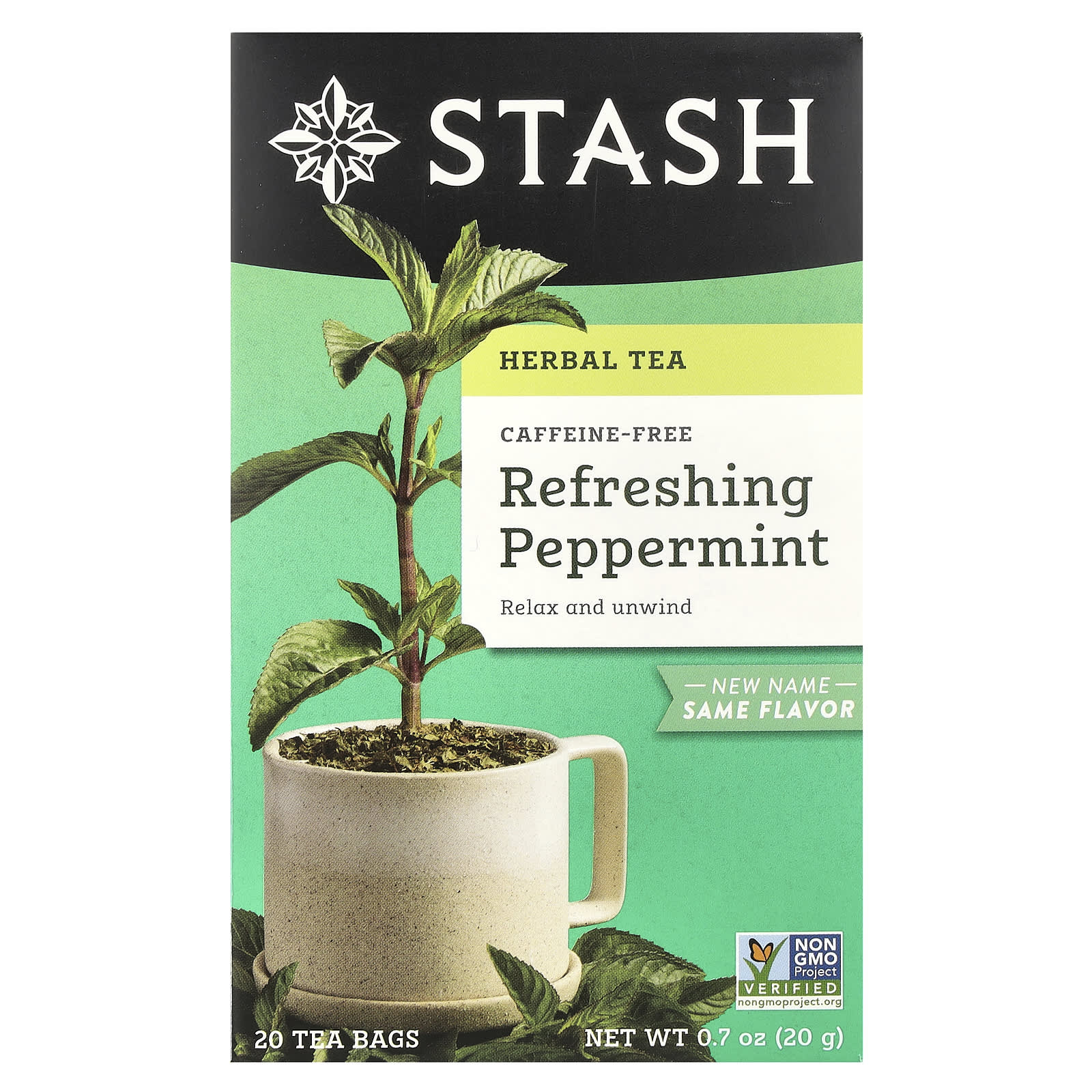 Чай Stash Tea Herbal Refreshing Peppermint Caffeine Free, оттенок 20 Tea Bags, 20 г, чайные пакетики — фото 2