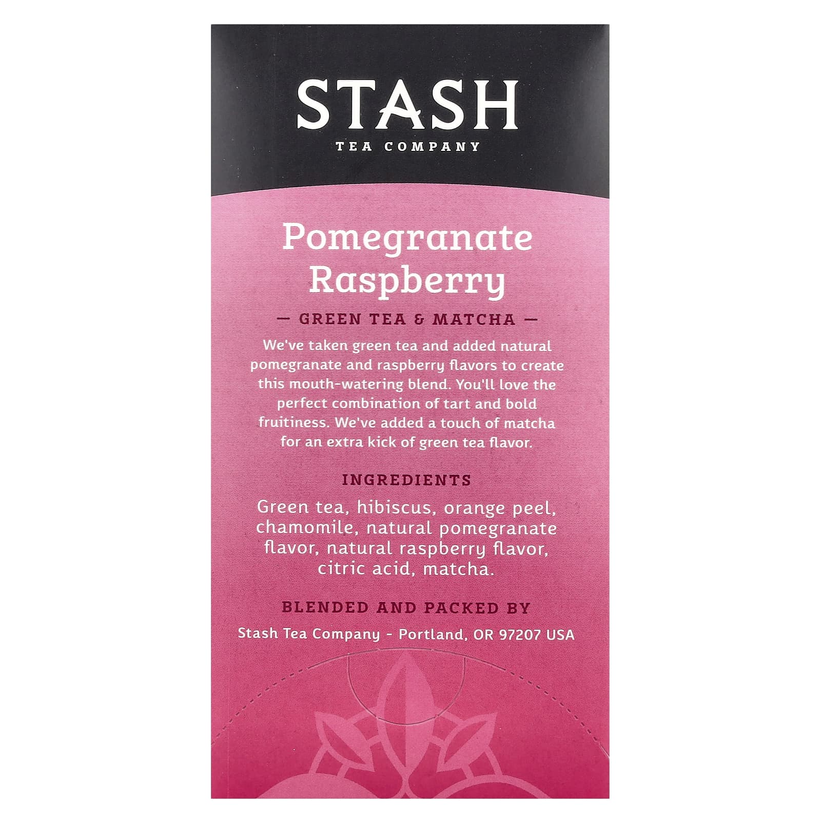 Чай Stash Tea Green & Matcha Pomegranate Raspberry, оттенок 18 Tea Bags, 36 г, чайные пакетики — фото 3