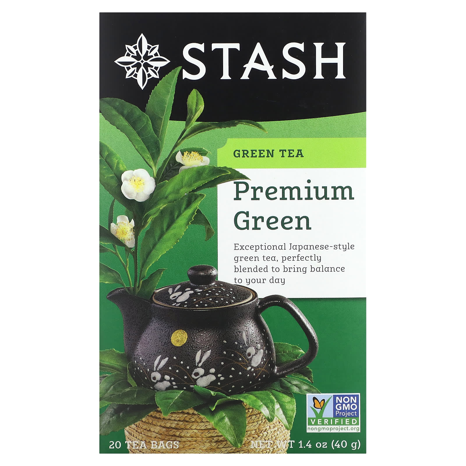 Чай Stash Tea Green Premium Green, оттенок 20 Tea Bags, 40 г, чайные пакетики — фото 2
