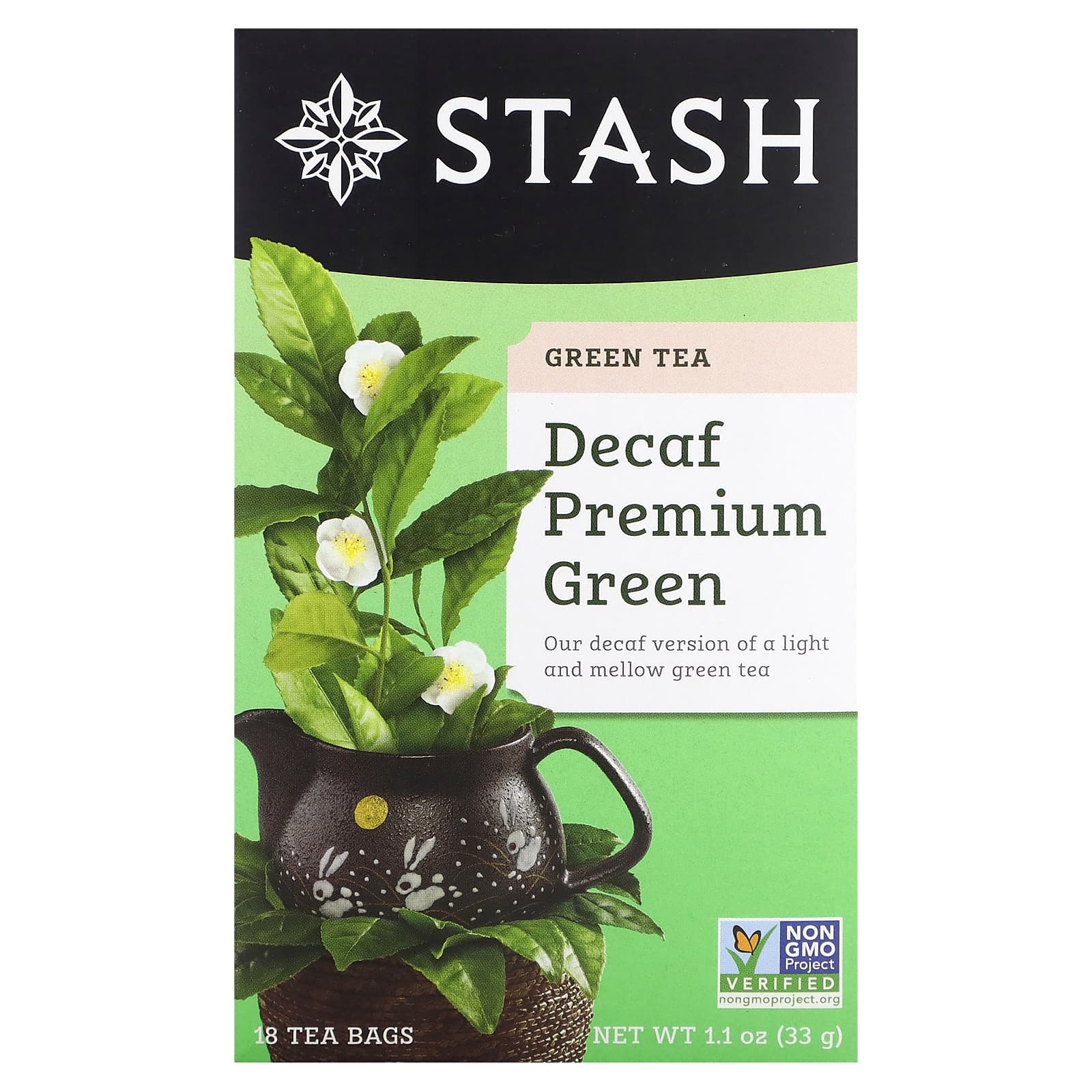 Чай Stash Tea Green Decaf Premium Green, оттенок 18 Tea Bags, 33 г, чайные пакетики — фото 2