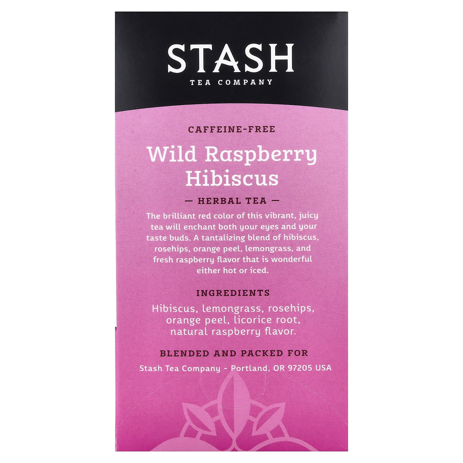 Чай Stash Tea Herbal Wild Raspberry Hibiscus Caffeine-Free, оттенок 20 Tea Bags, 38 г, чайные пакетики — фото 3