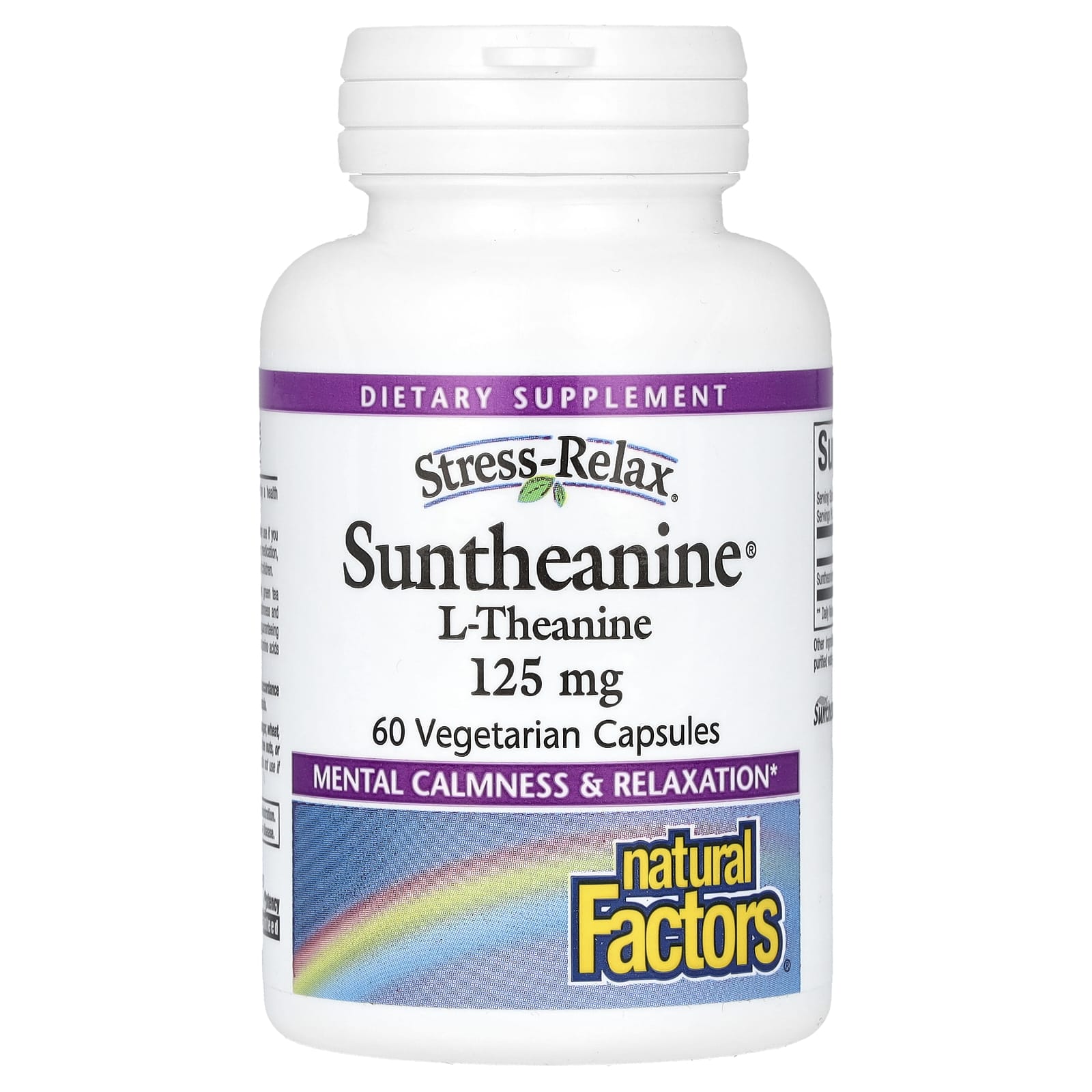 L-теанин Natural Factors Stress-Relax L-Theanine, оттенок Suntheanine, 125 мг, 60 растительных капсул