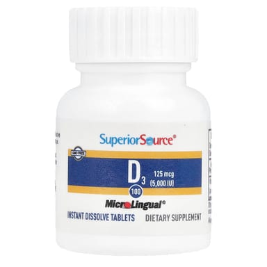 Витамин D3 Superior Source, 125 мкг (5000 МЕ), 100 быстрорастворимых таблеток MicroLingual