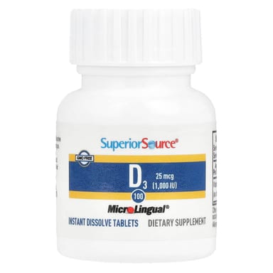 Витамин D3 Superior Source, 25 мкг (1000 МЕ), 100 быстрорастворимых таблеток MicroLingual